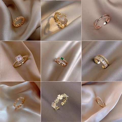 Verstellbare Offene Ringe Aus Legierung Zirkon Künstliche Perle Für Frauen Herz Schmetterling Kreuz Geometrisch Vintage Mode Schmuck
