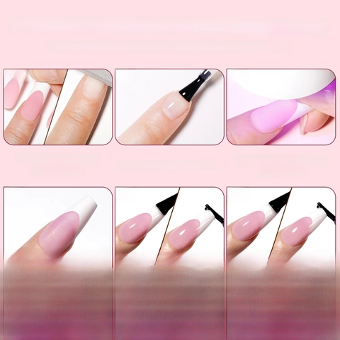 Set Di Unghie Finte French Press On Soft Gel Nude Rosa Marrone Kit Manicure Con Scatola Di Immagazzinaggio DIY