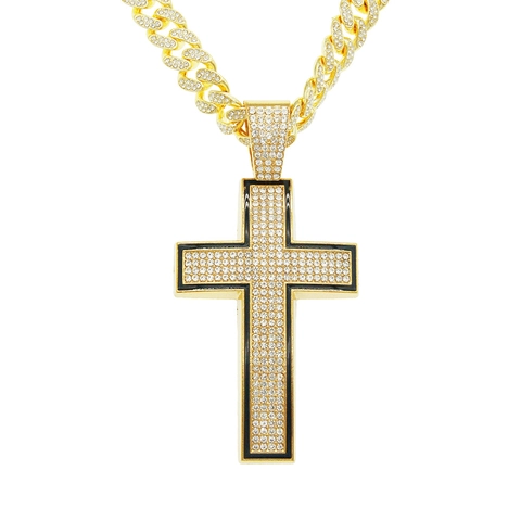 Hip Hop Herren Dominante Full Strass Kreuz Anhänger Halskette Legierung Eingelegt Iced Out Schwere Panzerkette Persönlichkeit Schmuck