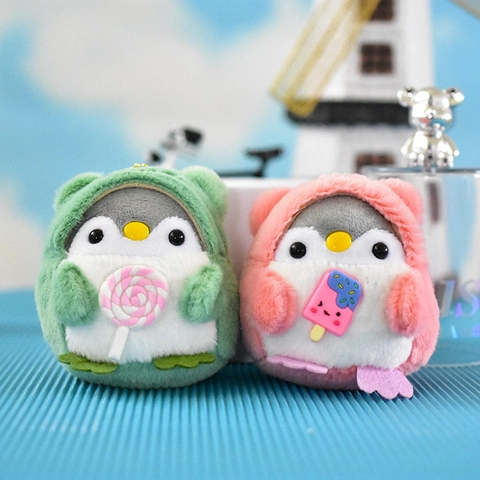 Cute Penguin Plush Keychain Bag Charm Soft Stuffed Animal Doll With Lollipop Ice Cream Decor Toy For Women Girls Gift