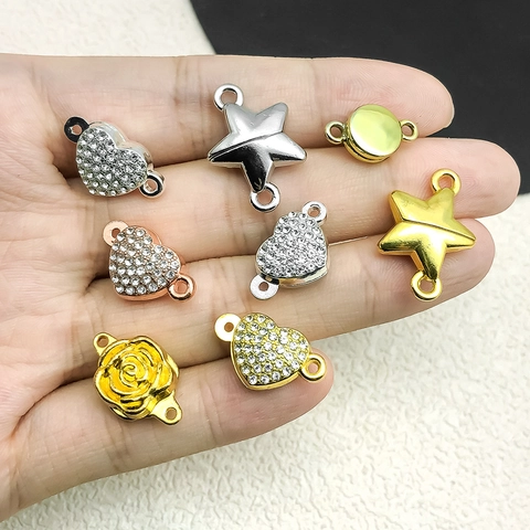 Cierres Magnéticos Para Joyas Aleación Corazón Estrella Flor De Rosa Conectores Para DIY Collar Pulsera Fabricación Accesorio Strass