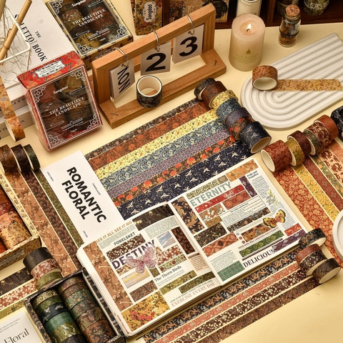 Vintage Chinesischer Stil Washi Tape Landschaft Blumenmuster Dekorative Klebebänder Für Scrapbooking Journaling DIY Kunst