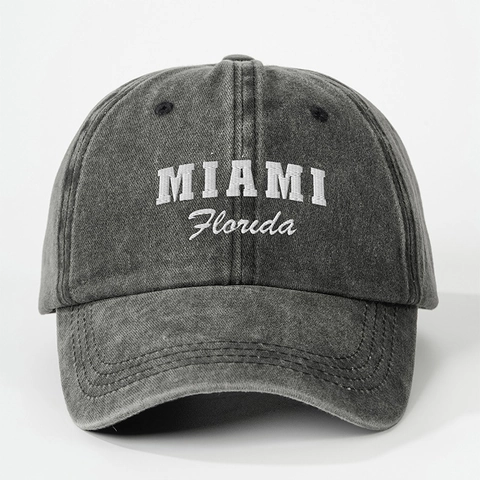 Cappellino Da Baseball Lavato Miami Florida Ricamo Retro Distressed Dad Hat Protezione Solare Traspirante Sport All Aperto