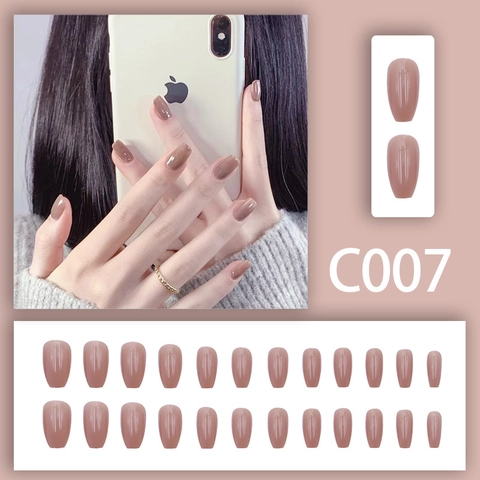 Unghie Finte A Pressione Sfumate Nude Lucide Copertura Totale Forma A Bara Lunga Eleganti Semplici Unghie Finte Alla Moda Per Donne