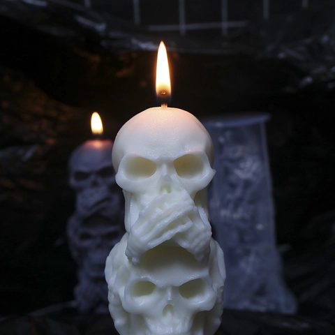 Stacked Skulls Kerzenform Silikon DIY Duftwachs Gips Halloween Gothic Party Deko