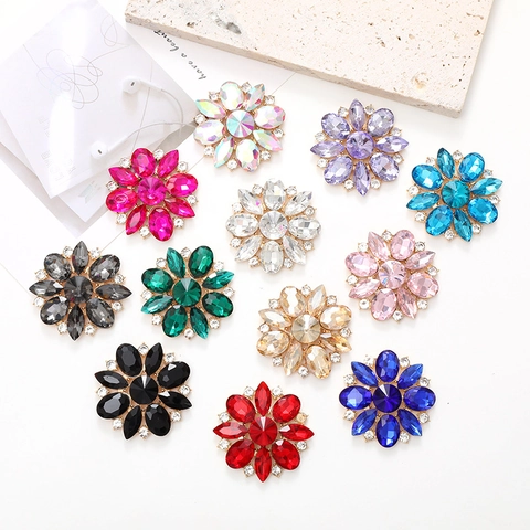 Marquise Crystal Rhinestone Flower DIY Jewelry Making Charms Alloy Flower Accessories For Shoes Car Vent Decor Fashion