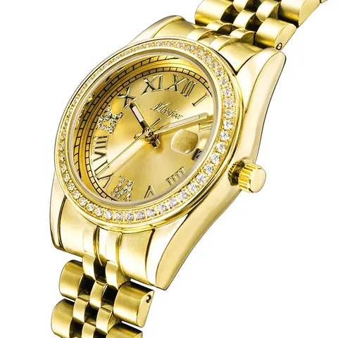 Orologio Donna Quarzo Acciaio Inossidabile Strass Luminoso Impermeabile Data Calendario Moda Lusso Da Polso