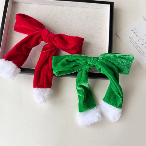 Große Weihnachts Schleife Haarclip Samt Kunstpelz Frühling Haarnadel Festliche Party Haarschmuck Für Frauen