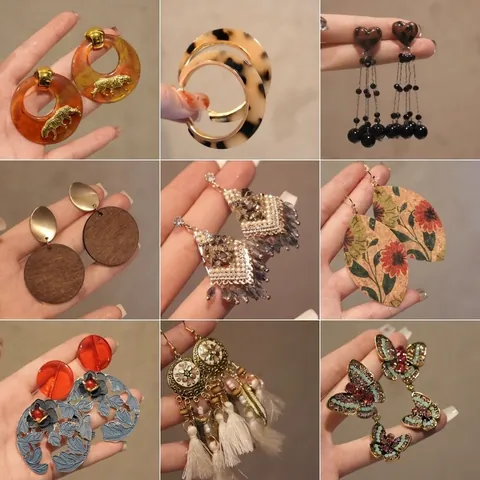 Boheemse Hangende Oorbellen Met 925 Sterling Zilveren Oorsteker Vintage Hars Kraal Kwastje Etnisch Geometrisch Uniek Dames