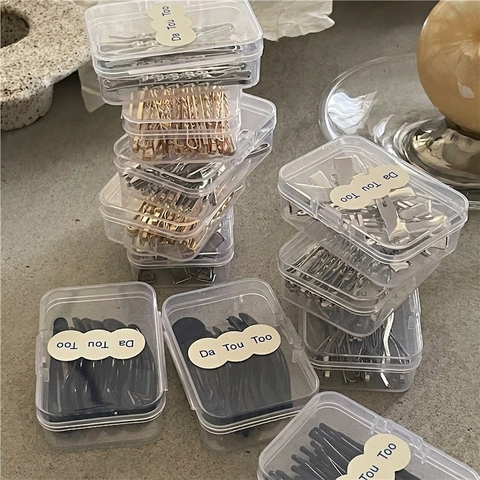Pinzas Para El Pelo De Metal Pasadores Pinzas De Cocodrilo Clips BB Con Caja De Almacenamiento Mujeres Estilo Coreano Minimalista