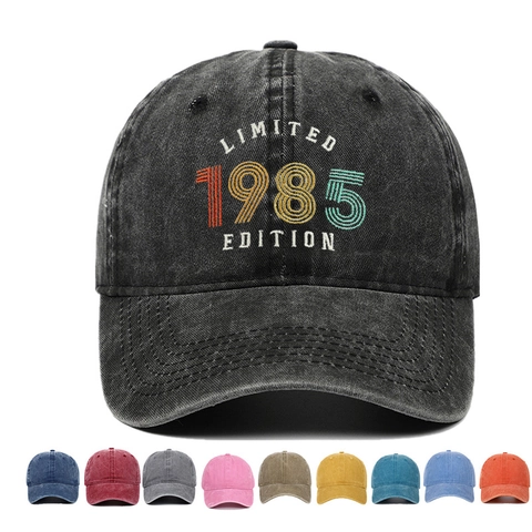 Καπέλο Μπέιζμπολ Vintage Πλυμένο Βαμβάκι Distressed 1985 Limited Edition Κέντημα Ρυθμιζόμενο Γείσο Dad Hat
