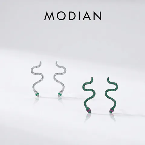 Pendientes De Serpiente Plata De Ley 925 Circonita Ojos De Piedra Verde Joyas De Animales Punk Para Mujeres