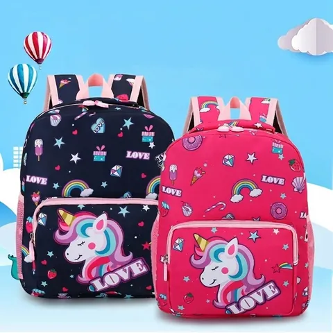 Cute Unicorn Kids Backpack Rainbow Cartoon School Bag Waterproof Nylon For Toddler Girls Kindergarten