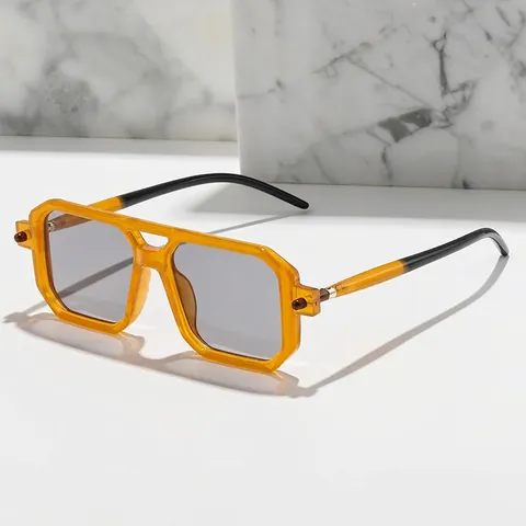 Gafas De Sol Cuadradas Retro Doble Puente Montura De Plástico Metal Protección UV400 Moda Viajes Al Aire Libre Para Hombres Mujeres
