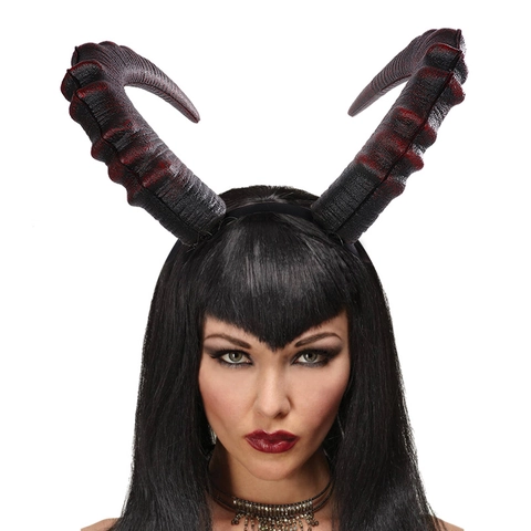 Cerchietto Corna da Diavolo per Halloween Realistico Gotico Bio Texture PU Corna di Demone per Carnevale Cosplay Festa Accessori Costume