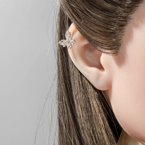 Butterfly Ear Cartilage Stud With Zircon Titanium Steel Post Screw Back Piercing Vintage Body Jewelry For Women