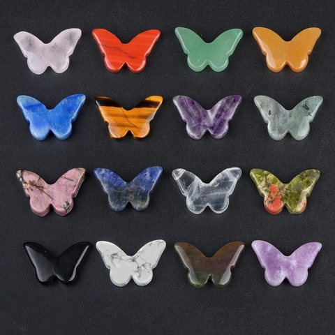 Natural Crystal Agate Butterfly Carved Stones Polished Animal Shape Charms With Hole For Jewelry Making DIY Home Decor