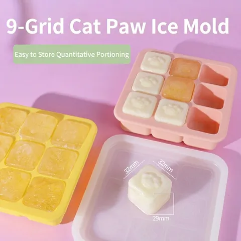 Cat Paw Ice Cube Tray Food Grade Silicone Mold With Lid For DIY Jelly Baby Food Chocolate Pudding Reusable Multi Grid