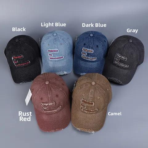 Vintage Distressed Denim Baseballkappe Für Herren Damen Gewaschen Buchstabenstickerei Ripped Trucker Hut Verstellbar Sonnenschutz Casual Outdoor Kappe