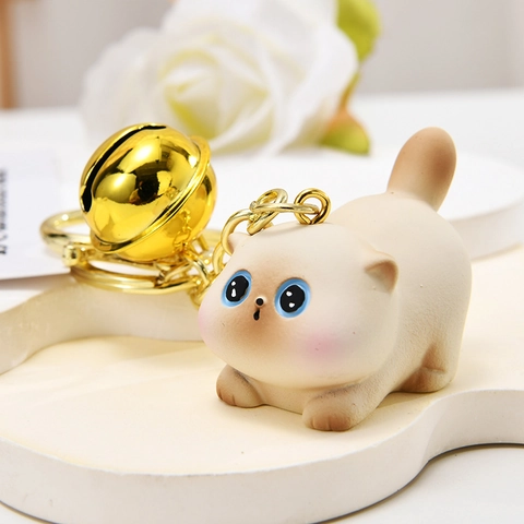 Cartoon Dier Sleutelhanger Hars Kat Draak Hond Hanger Met Gouden Bel Schattige Tas Bedel Kawaii Cadeau