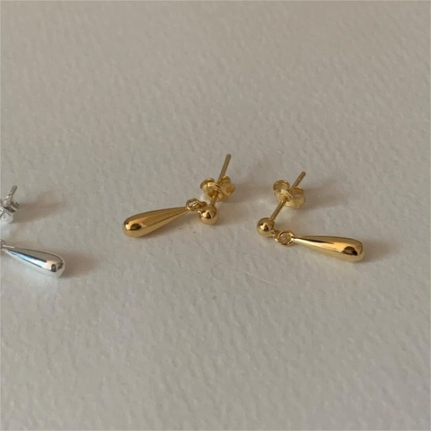 Wasser Tropfen Stecker Ohrringe 925 Sterling Silber Minimalistisch Tränenform Hängend Für Damen Elegant Schmuck