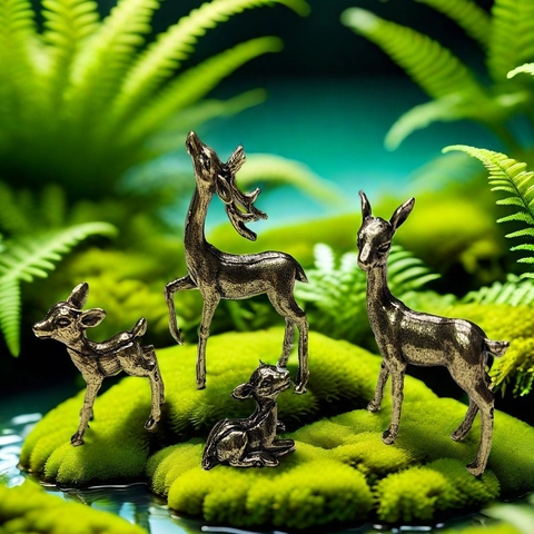 Hirschfigur Miniatur Vintage Messinglegierung Tierstatue Home Office Schreibtisch Deko Mikro Landschaft Ornament