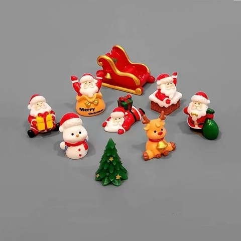 Statuine Miniatura Di Natale Resina Babbo Natale Pupazzo Di Neve Renna Albero Micro Paesaggio Giardino Scrivania Decorazione Cartoon