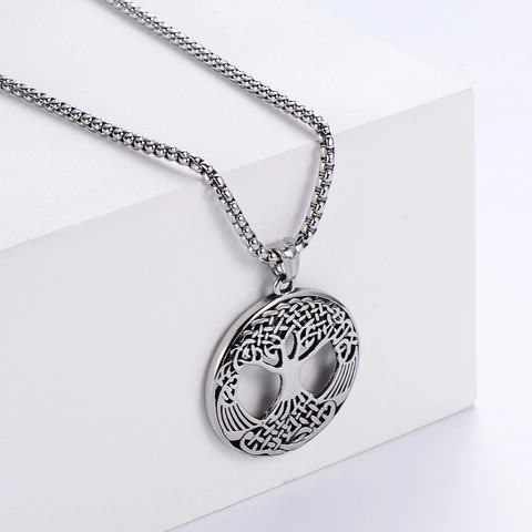 Collar Con Colgante Árbol De La Vida Acero Inoxidable 304 Estilo Vikingo Nórdico Retro Joyas Para Hombre