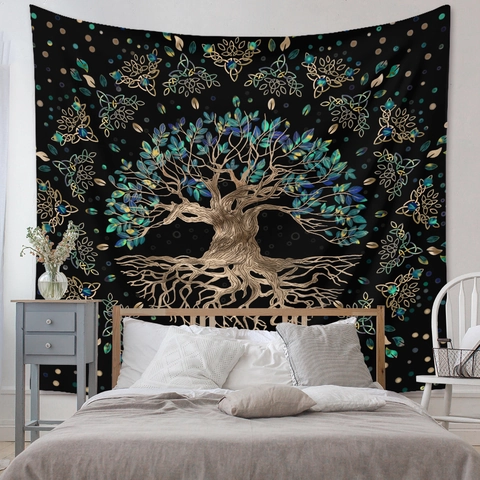 Tapiz Árbol De La Vida Colgante Pared Bohemio Tela Poliéster Nudo Celta Paño Fondo Decorativo Decoración Habitación Estético