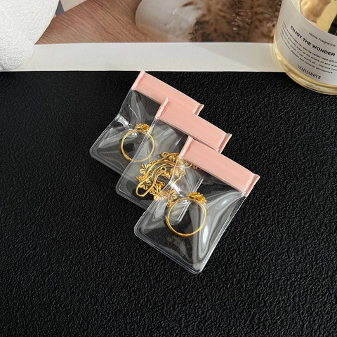 Jewelry Packaging Bags Reusable EVA Plastic Anti-Oxidation Storage Pouches For Earrings Necklaces Rings Pink Zip Lock