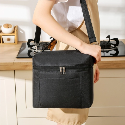Isolierte Lunchtasche Oxford Stoff Alufolie Futter Große Kapazität Tragbare Kühltasche Für Picknick Büro Schule