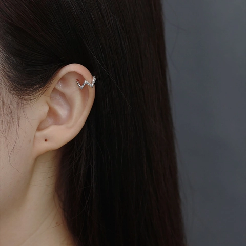 Orecchini a Cerchio Ear Cuff in Argento Sterling 925 Donna Zirconia Minimalista Geometrico Floreale Oro Argento Gioielli