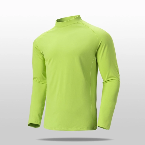 Camiseta Deportiva De Manga Larga Para Hombre Cuello Alto Secado Rápido Elástica Raglan Slim Fit Base Layer Top