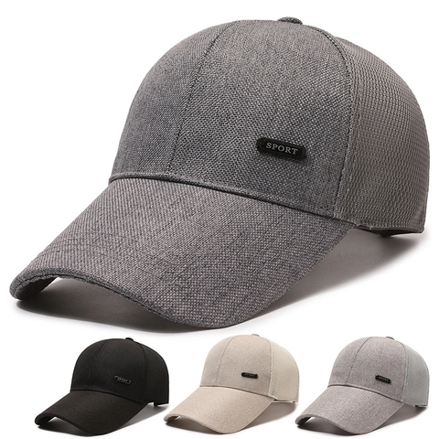 Baseball Cap Herren Atmungsaktiv Mesh Hut Lange Krempe Outdoor Angeln Sonnenschutz Verstellbar Sport Logo Polyester