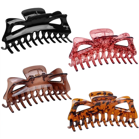Pinzas Grandes Para El Cabello De Plástico Resina Agarre Fuerte Diseño Hueco Antideslizante Accesorio De Peinado Diario Para Mujeres Niñas
