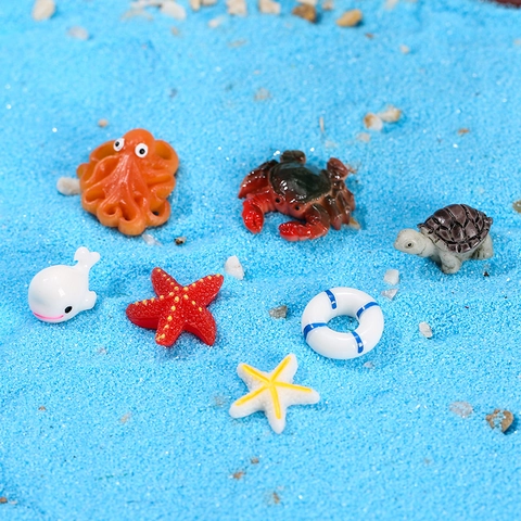 Mediterranean Beach Micro Landscape Resin Miniature Ornaments Sandcastle Lighthouse Ocean Creatures DIY Garden Home Decoration