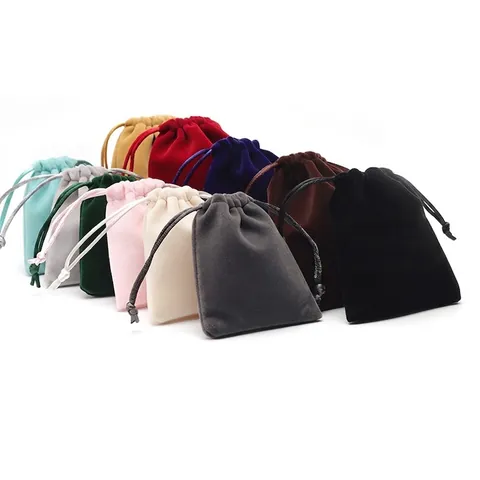 Velvet Jewelry Drawstring Pouches Soft Cloth Storage Bags For Necklace Earring Ring Small Gift Packaging Elegant