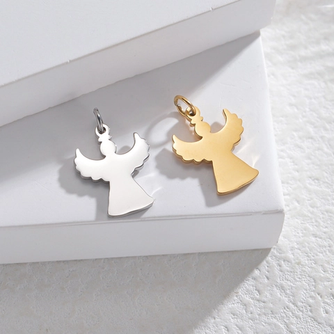 Colgante De Ángel Minimalista 304 Acero Inoxidable Silueta Encanto Dibujos Animados Para Creación Joyas DIY Collar Cadena Accesorios
