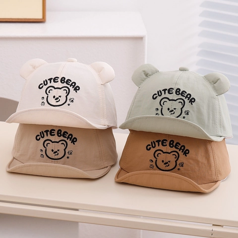Cappellino Da Baseball Neonato Orecchie Orso 3D Asciugatura Rapida Protezione Solare Traspirante Cappello Bambino