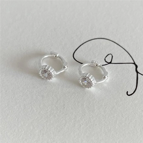 925 Sterling Silber Huggie Ohrringe Runde Zirkonia Minimalistisch Geometrisch Mode Schmuck Für Damen