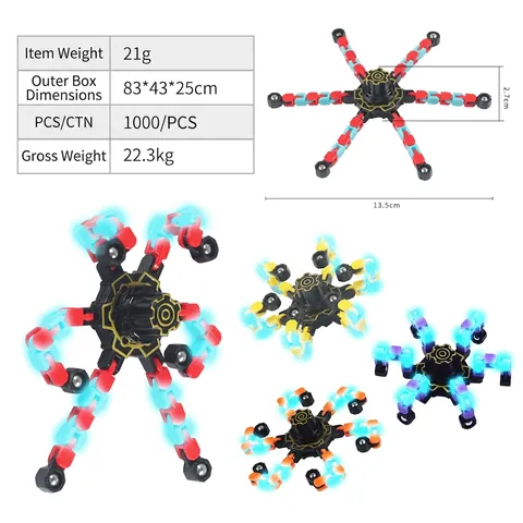 Spinner Meccanico Deformabile Robot Ragno Luminoso Giocattolo Plastica Metallo DIY Rilievo Dello Stress Per Bambini