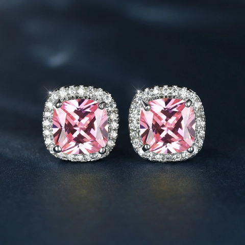 Halo Stud Earrings Copper With Colorful Zircon Cubic Zirconia Classic Elegant Wedding Engagement Jewelry For Women