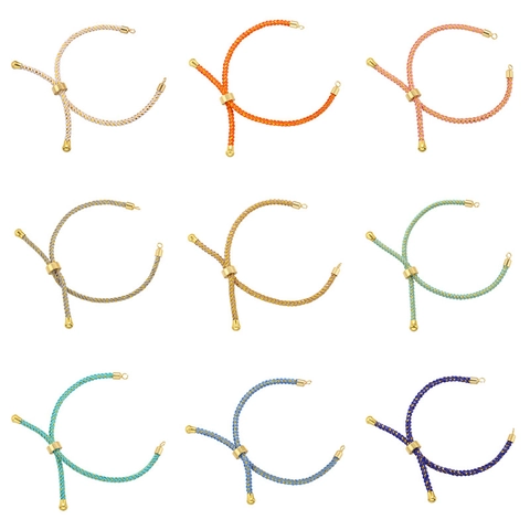 Pulsera Cuerda Trenzada Ajustable Hecha Mano Cordón Nylon Colorido Deslizador Latón Accesorio Joyería DIY Mujeres
