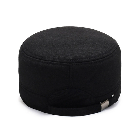 Herren Flat Top Cadet Cap Verdickte Warme Wintermütze Mit Klappbaren Ohrenschützern Polyester Wollstoff Outdoor Sport Casual