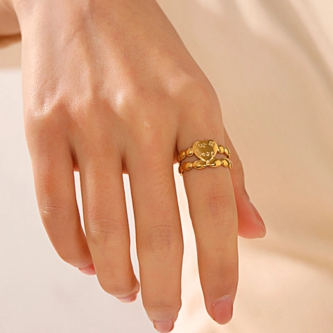 Anillo De Corazón De Acero Inoxidable Para Mujer Con Grabado For Best Doble Capa Ajustable Joyería De Moda