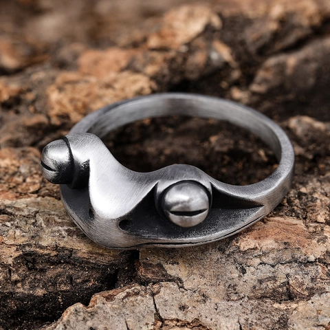 Anello Rana Vintage Acciaio Inossidabile Testa Di Animale Punk Retro Gioielli Novità Per Uomini Donne