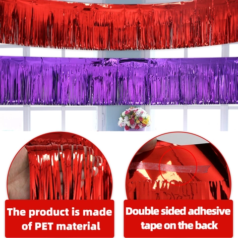 Metallic Foil Fringe Banner Shiny Rain Silk Garland Backdrop For Birthday Party Wedding Festival Wall Decoration