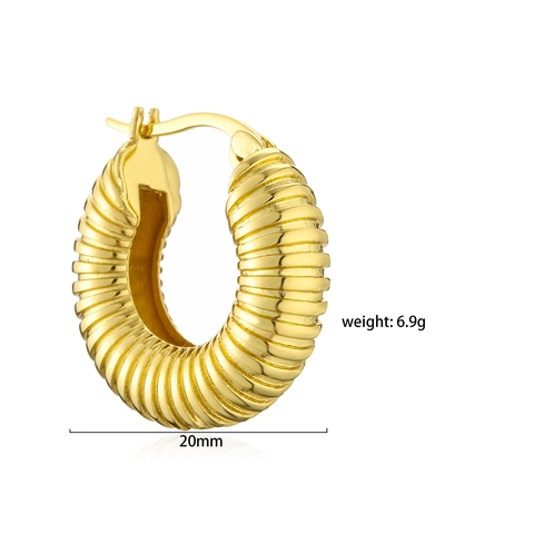 Orecchini A Cerchio In Ottone Placcato Oro 18K Filettati Geometrici Perla Artificial Zircone Moda Per Donne