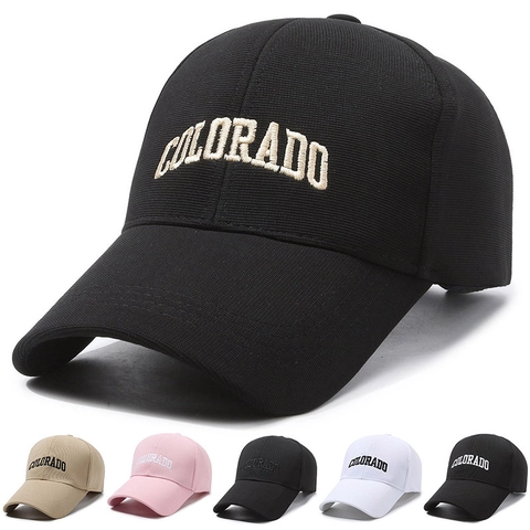 Gorra De Béisbol Bordada Colorado De Algodón Con Visera Extendida Protección Solar Ajustable Unisex Para Hombre Mujer