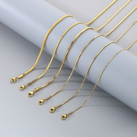 Snake Bone Chain Necklace Stainless Steel 18K Gold Plated No Fade Minimalist Niche Design Hip Hop Jewelry